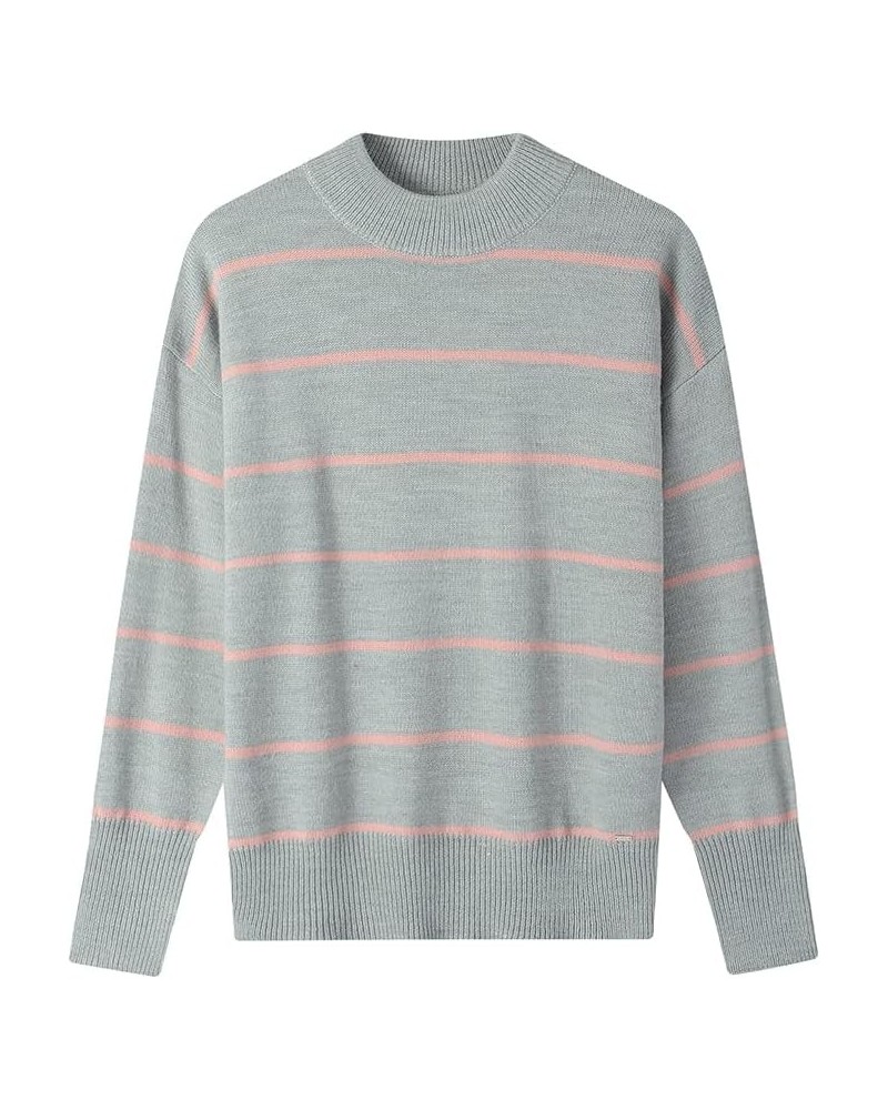 Striped Tunic Sweater for Women's Long Sleeve Turtleneck Cozy Knit Sweater Casual Loose Pullover Jumper Tops Grey $16.19 Swea...