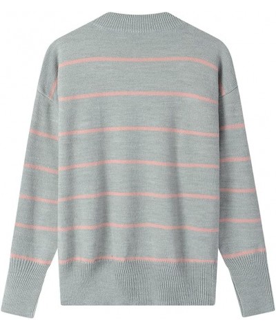 Striped Tunic Sweater for Women's Long Sleeve Turtleneck Cozy Knit Sweater Casual Loose Pullover Jumper Tops Grey $16.19 Swea...