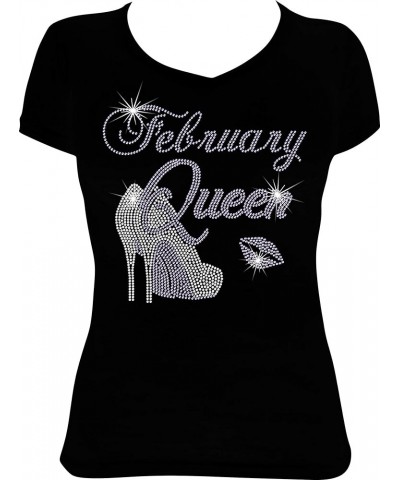 Birthday Queen Month Birthday Bling Rhinestone Shirt February-purple $13.33 T-Shirts