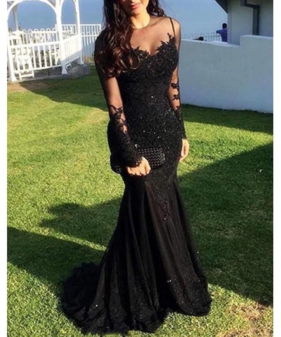 Mermaid Prom Dresses Long Sleeves Lace Beaded Appliques Formal Evening Dresses Ball Gowns for Women Fuchsia $48.30 Dresses