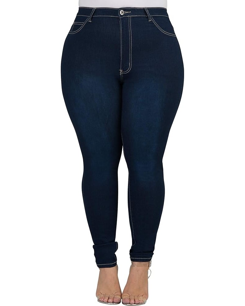 FASHION LOVER High Waisted Women Petite-Plus Size (1XL-4XL) Stretch Colored Jeans Pants Dark Blue $17.86 Jeans