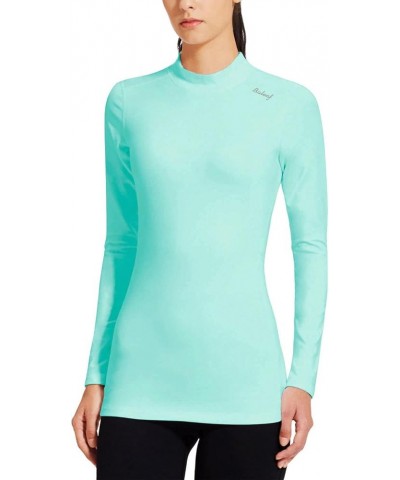 Women's Thermal Shirts Long Sleeve Tops Running Workout Fleece Clothes Cold Weather Mock Neck Hiking Ski Gear Aqua $18.01 Und...