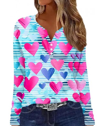 Womens Clothing, Valentines Day Red Heart Printed Button Down V Neck Tops Fall Casual Loose Fit Long Sleeve Shirts 2-multicol...