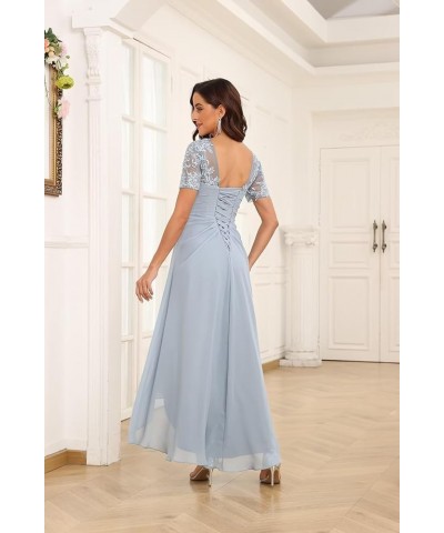 Lace Applique Mother of Bride Dresses Chiffon Formal Evening Gown V Neck Wedding Guest Dress Teal $42.50 Dresses