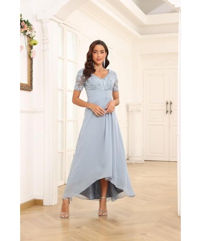 Lace Applique Mother of Bride Dresses Chiffon Formal Evening Gown V Neck Wedding Guest Dress Teal $42.50 Dresses