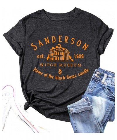 Halloween T Shirt Women Sanderson Letter Print Graphic T-Shirt Hocus Pocus Tees Tops Grey $13.18 Others