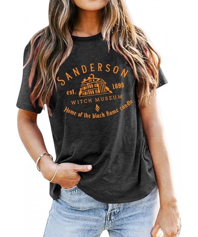 Halloween T Shirt Women Sanderson Letter Print Graphic T-Shirt Hocus Pocus Tees Tops Grey $13.18 Others