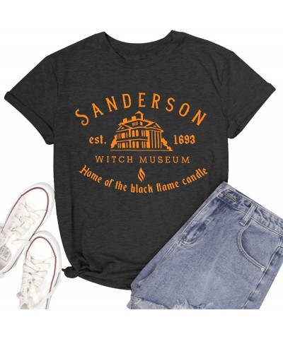 Halloween T Shirt Women Sanderson Letter Print Graphic T-Shirt Hocus Pocus Tees Tops Grey $13.18 Others