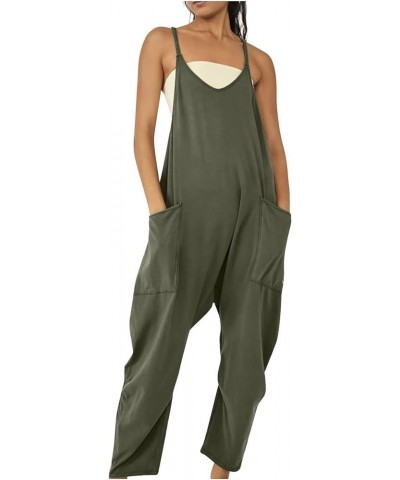 Women Summer Rompers with Pockets V Neck Spaghetti Strap Casual Jumpsuits Loose Fit Baggy Comfy Bib Overalls 2023 1 Green $8....