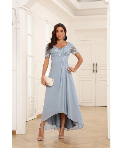 Lace Applique Mother of Bride Dresses Chiffon Formal Evening Gown V Neck Wedding Guest Dress Teal $42.50 Dresses