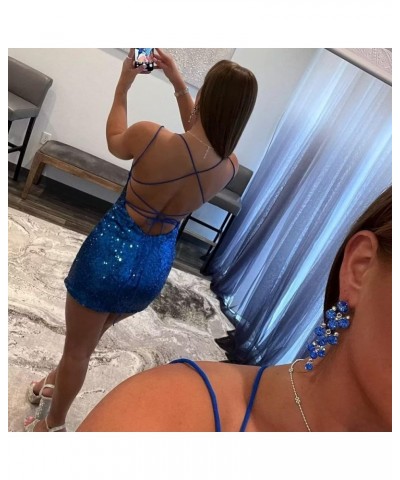 Short Tight Homecoming Dresses for Teens Sparkly Sequin Backless Mini Prom Cocktail Party Gowns Green $26.09 Dresses