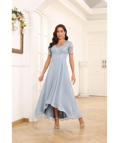 Lace Applique Mother of Bride Dresses Chiffon Formal Evening Gown V Neck Wedding Guest Dress Teal $42.50 Dresses