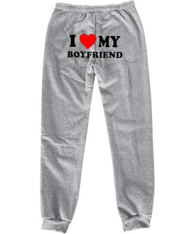 I Love My Boyfriend Sweatpants for Women Fashion Elastic High Waist Jogger Pants Casual Loose Funny Workout Trousers B01-grey...