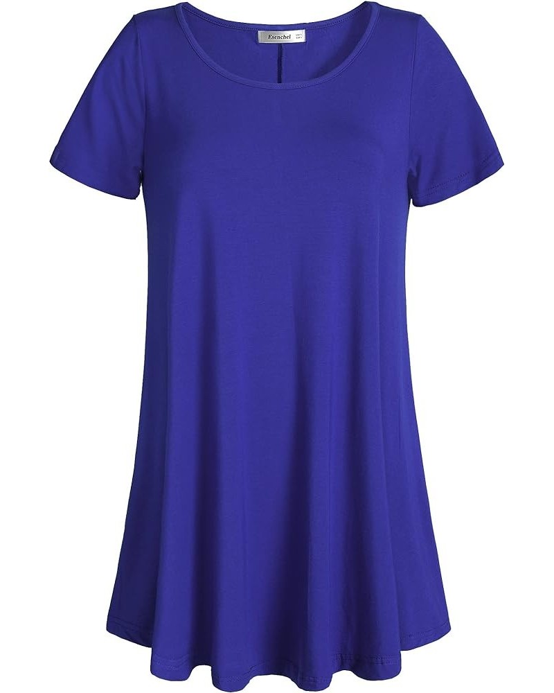 Women's Tunic Top Casual T Shirt for Leggings Royal Blue $14.81 Tops