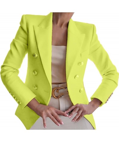 Women's Notched Lapel Long Sleeve Double Breasted Blazer Winter Fashion Jacket Green $14.23 Blazers