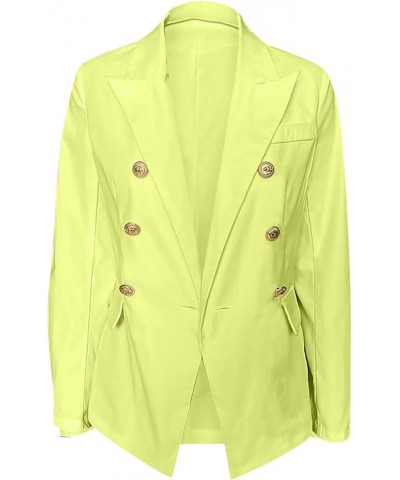 Women's Notched Lapel Long Sleeve Double Breasted Blazer Winter Fashion Jacket Green $14.23 Blazers