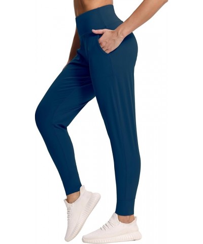 Joggers for Women with Pockets,High Waist Workout Yoga Tapered Sweatpants Women's Lounge Pants Dark Blue Green $17.14 Activewear