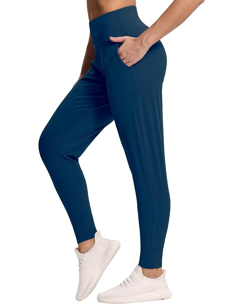 Joggers for Women with Pockets,High Waist Workout Yoga Tapered Sweatpants Women's Lounge Pants Dark Blue Green $17.14 Activewear