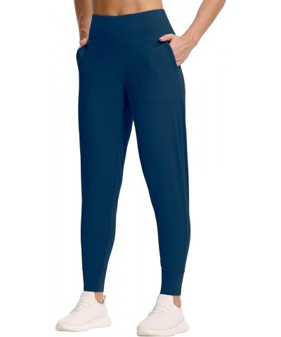 Joggers for Women with Pockets,High Waist Workout Yoga Tapered Sweatpants Women's Lounge Pants Dark Blue Green $17.14 Activewear