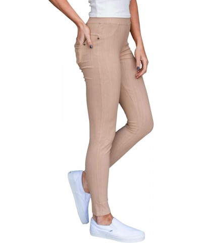 Stretchy Womens Jeans - Full Length Jeggings, Skinny Cotton Polyester Pants w/Pull-On Closure & Pockets Khaki $10.50 Jeans