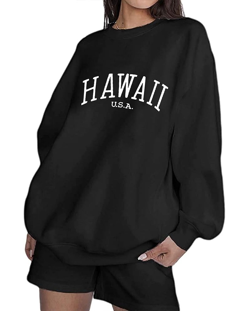 Women's Casual Letter Graphic Print Round Neck Long Sleeve Pullover Sweatshirt H-black $10.07 Hoodies & Sweatshirts