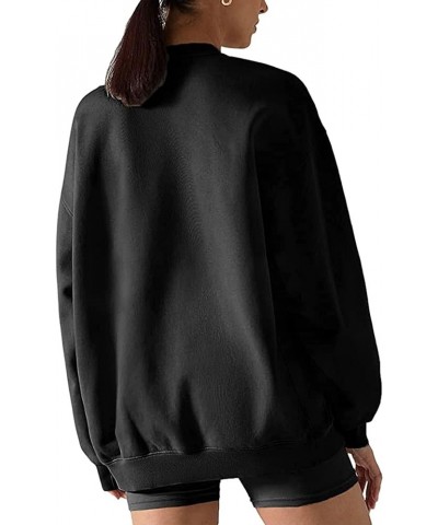 Women's Casual Letter Graphic Print Round Neck Long Sleeve Pullover Sweatshirt H-black $10.07 Hoodies & Sweatshirts