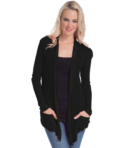 Semi-Sheer Cardigan Cover-up with Pockets Black $9.71 Sweaters