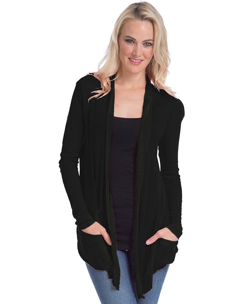 Semi-Sheer Cardigan Cover-up with Pockets Black $9.71 Sweaters