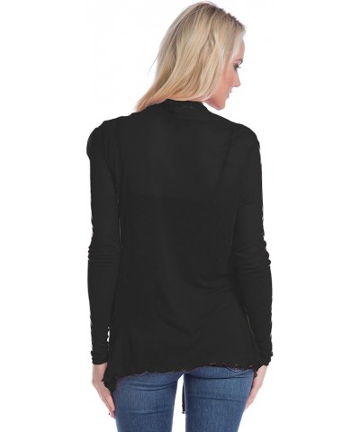 Semi-Sheer Cardigan Cover-up with Pockets Black $9.71 Sweaters