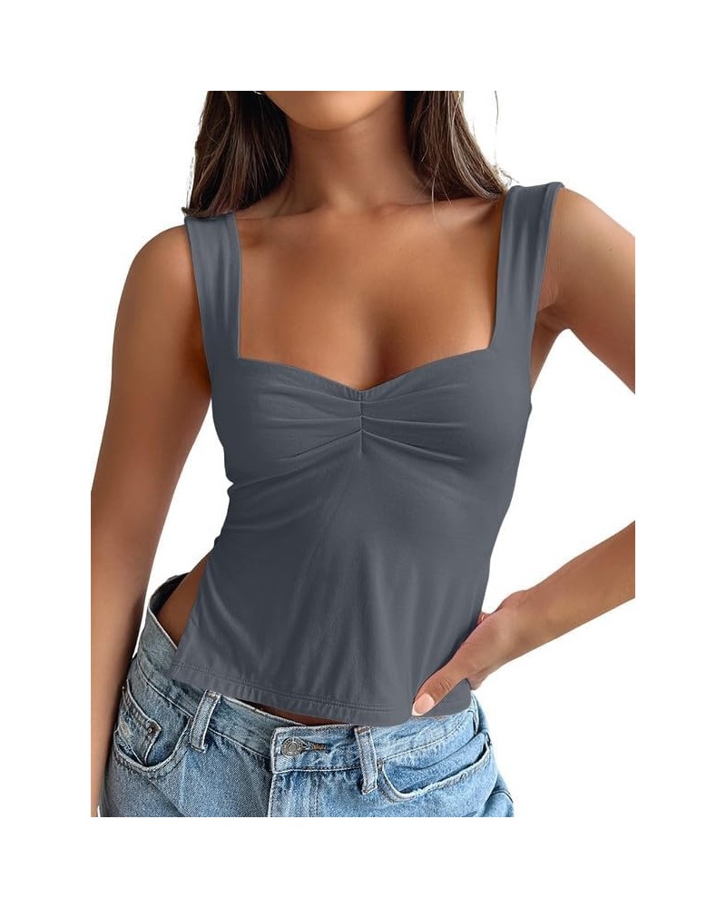 Womens Crop Tank Tops Cute Backless Tops Going Out Outfits Y2k Summer Trendy Clothes Basics Clothing Darkgrey $10.38 Tanks