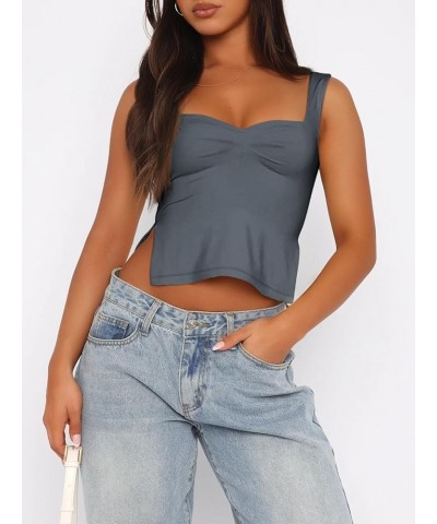 Womens Crop Tank Tops Cute Backless Tops Going Out Outfits Y2k Summer Trendy Clothes Basics Clothing Darkgrey $10.38 Tanks