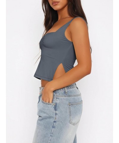 Womens Crop Tank Tops Cute Backless Tops Going Out Outfits Y2k Summer Trendy Clothes Basics Clothing Darkgrey $10.38 Tanks