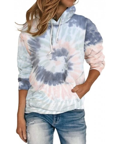 Womens Tie Dye Crewneck Pullover Shirt Lightweight Sweatshirt Casual Loose Trendy Puff Sleeves Long Sleeve Tops A03-gray Blue...