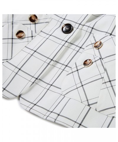 Womens Plaid Business Blazer Office Elegant Slim Fit Long Sleeve Blazer Jacket White $18.92 Blazers