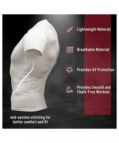 Compression Shirts for Men Short Sleeve - Workout Undershirts for Football, Basketball White $12.40 Shirts