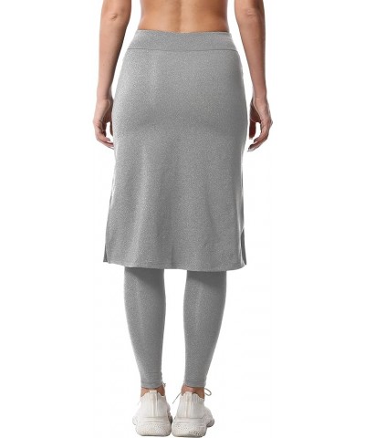 Women's Modest Long Skirt with Attached Leggings Pockets Midi Cover Up Workout Skirted Capris Light Grey $21.31 Skirts