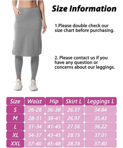 Women's Modest Long Skirt with Attached Leggings Pockets Midi Cover Up Workout Skirted Capris Light Grey $21.31 Skirts