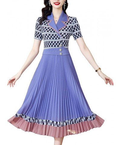 Women's Pleated A Line Elastic Waist Print Gradient Skirt Midi (Outlet,Short in Size) 22680 Purple $17.63 Skirts