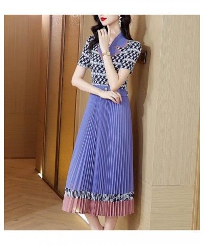 Women's Pleated A Line Elastic Waist Print Gradient Skirt Midi (Outlet,Short in Size) 22680 Purple $17.63 Skirts