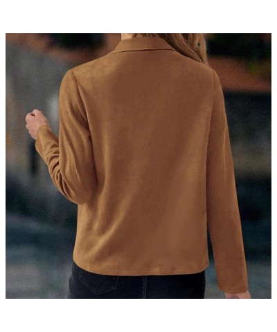 Jackets For Women,Women'S Fall Solid Faux Suede Jackets Long Sleeve Lapel Collar Coats Work Dressy Outwear Brown $11.96 Coats