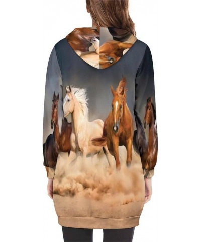 Zip Up Hoodie Women - Long Sleeve Fall Hoodeds Abandoned Truck Sweatshirts Fall Jacket Coat with Pockets Six Running Horse in...