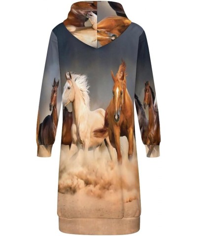 Zip Up Hoodie Women - Long Sleeve Fall Hoodeds Abandoned Truck Sweatshirts Fall Jacket Coat with Pockets Six Running Horse in...