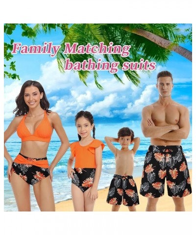 Matching Family Swimsuits Ruffle Bathing Suits Mommy and Me Swimwear Two Pieces Bikini Set Women Orange $13.40 Swimsuits