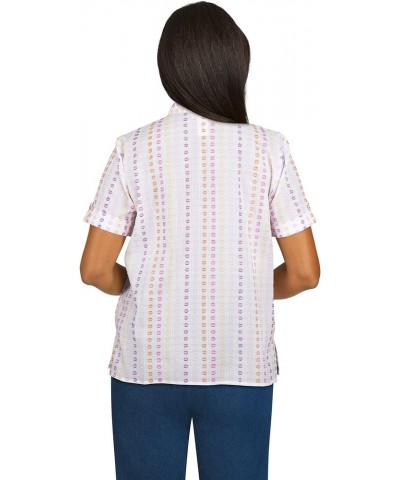 Womens Petite Clip Dot Short Sleeve Shirt Blush Multi $24.00 Blouses