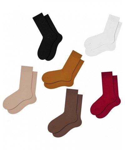 Solid Multi-Color Crew Socks For Women Cotton Athletic Socks,Womens Dress Socks,7PACKS Basic Earthy Multicolor $10.20 Activewear