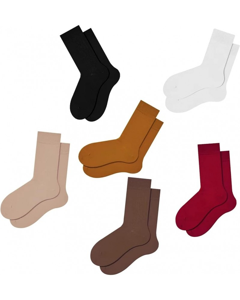 Solid Multi-Color Crew Socks For Women Cotton Athletic Socks,Womens Dress Socks,7PACKS Basic Earthy Multicolor $10.20 Activewear