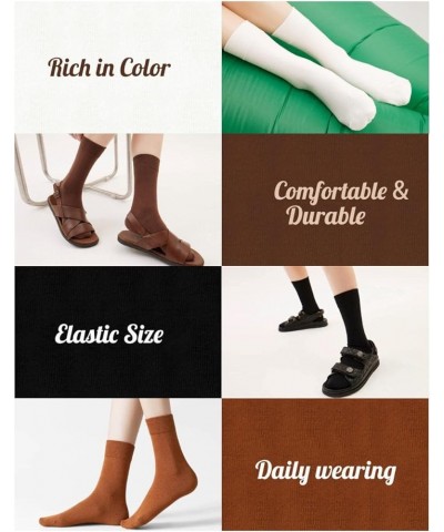 Solid Multi-Color Crew Socks For Women Cotton Athletic Socks,Womens Dress Socks,7PACKS Basic Earthy Multicolor $10.20 Activewear