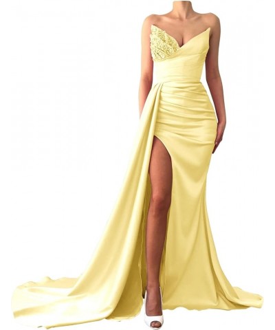 Women's Mermaid Sequins Prom Dresses Split Side Beaded Sweetheart Evening Bridesmaid Party Gowns Yellow $40.85 Dresses