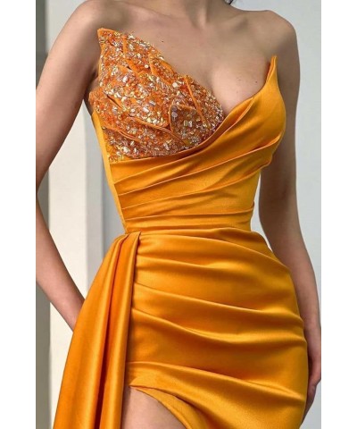 Women's Mermaid Sequins Prom Dresses Split Side Beaded Sweetheart Evening Bridesmaid Party Gowns Yellow $40.85 Dresses