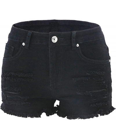 Women's Curved Jean Shorts Sexy Butt Lift Ripped Stretch Skinny Frayed Summer Beach Casual Short Denim Shorts 170 Black $19.9...